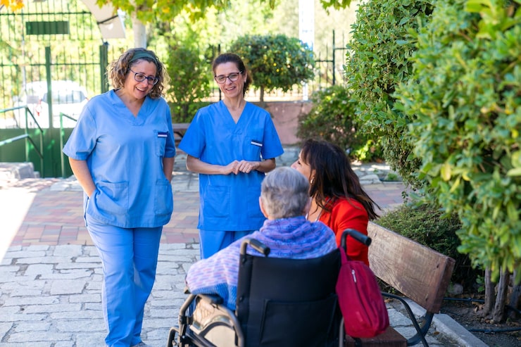 Family caregiver receiving emotional support from Bluebird social worker