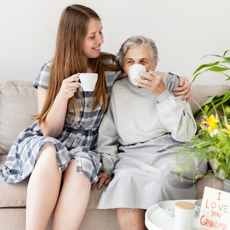 A family caregiver rested and at ease after a respite break